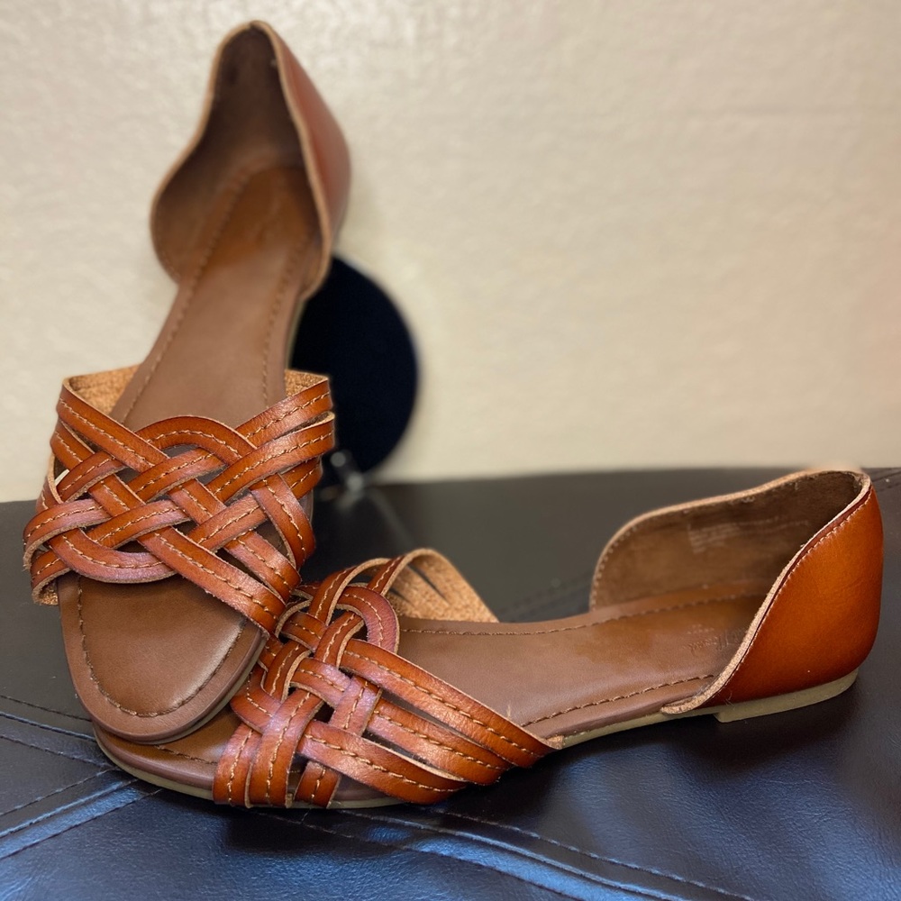 Brown huarache flats
